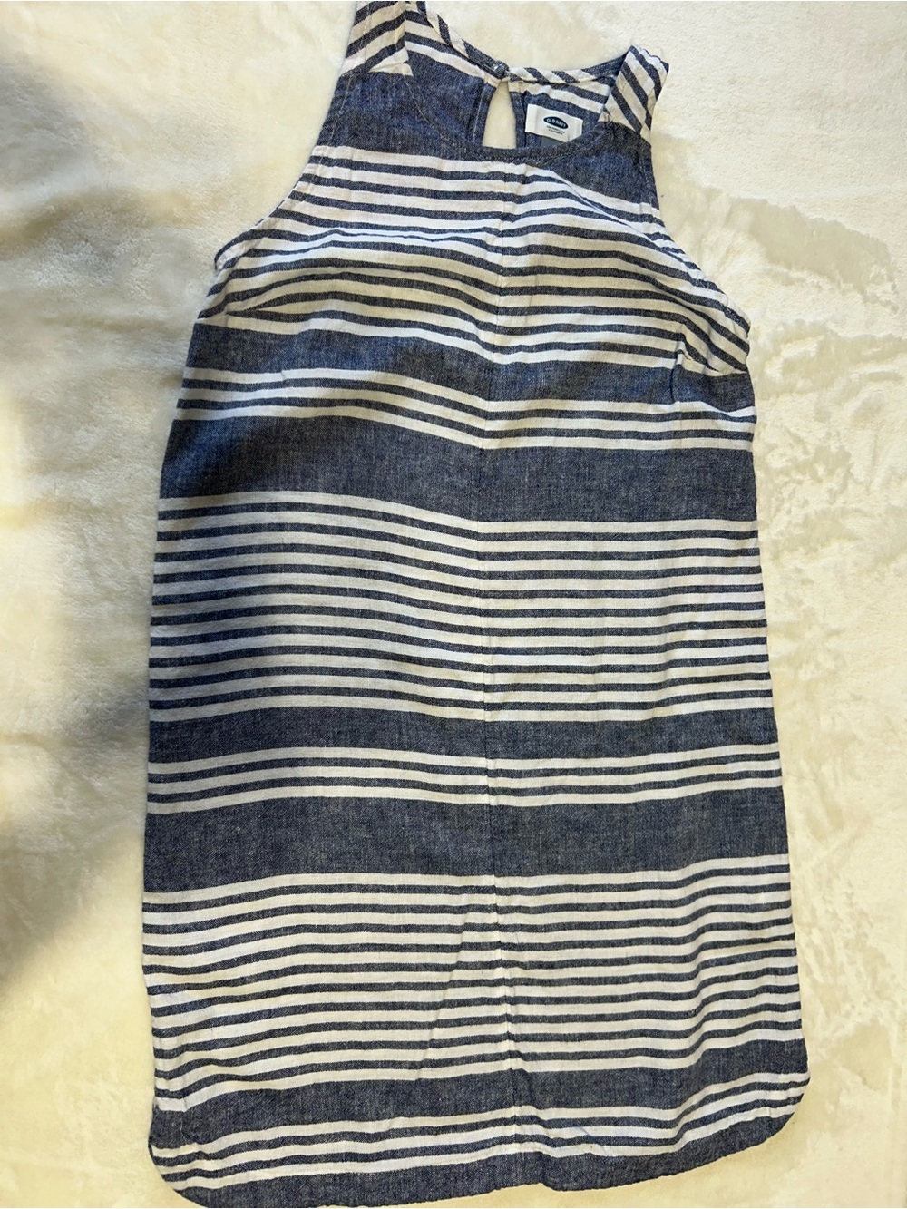 Striped Navy & White Linen like Dress
